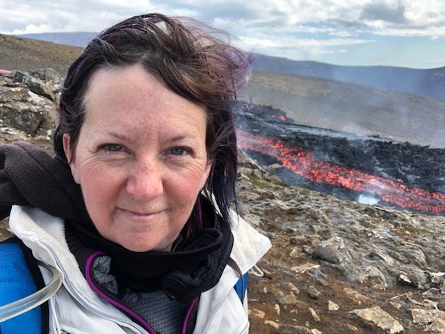 Author Sonja Dewing at Volcano in Iceland